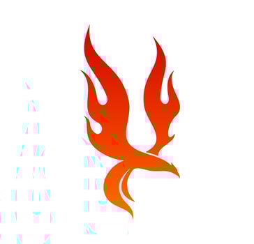 Phoenix bird icon, isolated vector fire creature