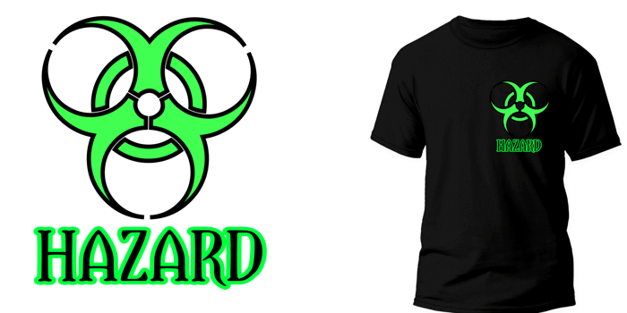 transparent t-shirt logo design with printed examples suitable for screen printing t-shirts and billboards, banners and logos, masks, socks, pants, shoes, hats green hazard png