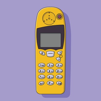 Vintage Cell Phone Vector Icon Illustration with Outline for Design Element, Clip Art, Web, Landing page, Sticker, Banner. Flat Cartoon Style