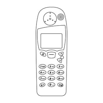 Vintage Cell Phone Outline Icon Illustration on Isolated White Background vector