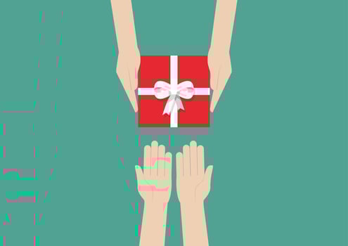 Hands holding gift or present box vector