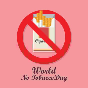 World No Tobacco Day with Cigarettes pack prohibition sign vector