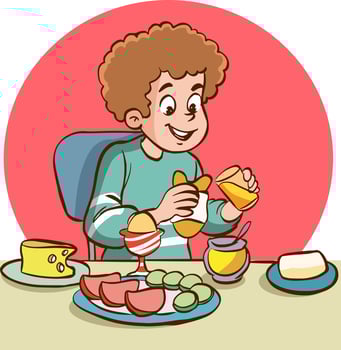 kid having breakfast vector illustration