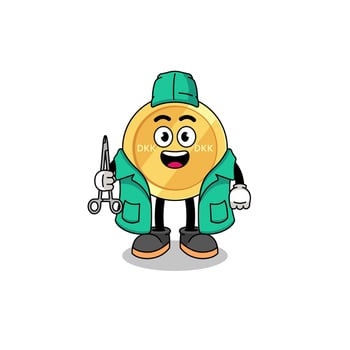 Illustration of danish krone mascot as a surgeon vector