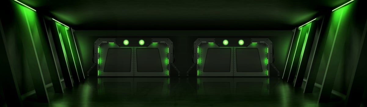 Spaceship, ship or laboratory metal gates vector