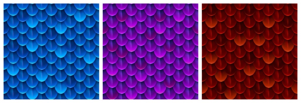Textures of dragon scale, snake skin vector