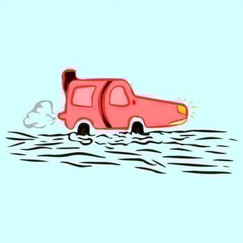 Funny cartoon car stuck at the street vector