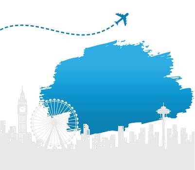 Travel to world with famous landmarks vector