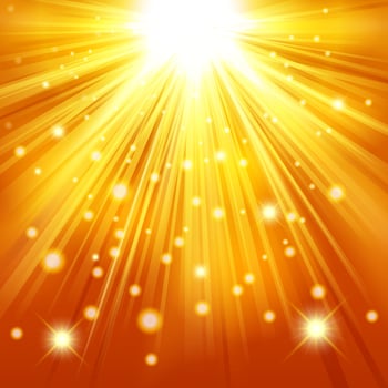 Gold Light Shining with Sparkles and Glitter, Vector Illustration