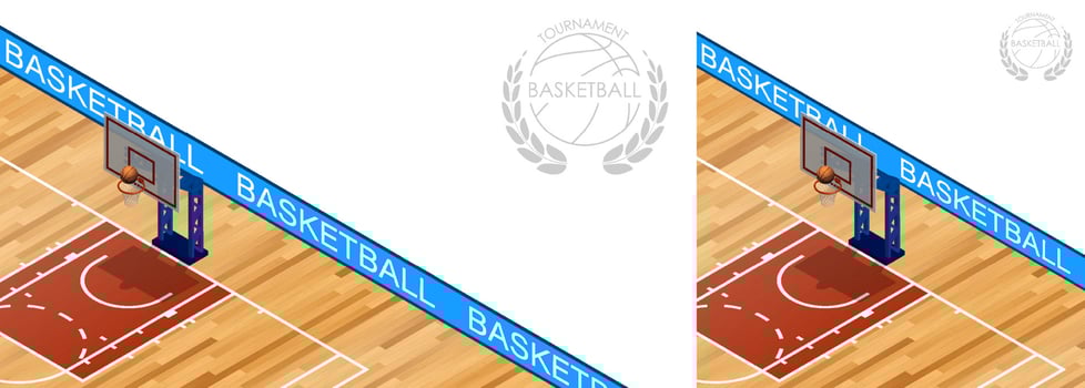 sports basketball court with backboard, hoop and ball for banner. Background basketball playground top view. Sports ground for active recreation. Vector