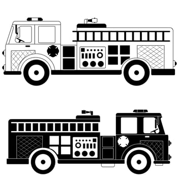 Fire engine icon vector. Fire truck illustration sign collection. Fire Department symbol or logo. vector