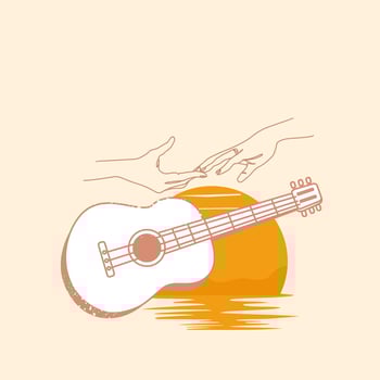 Guitar minimalist logo design vector illustration
