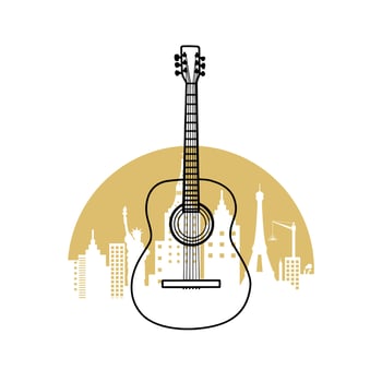 Guitar Logo vintage style design illustration vector