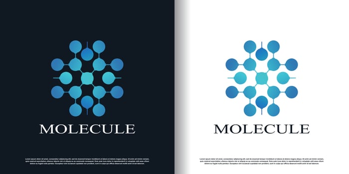 molecule logo design with creative concept premium vector
