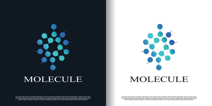 molecule logo design with creative concept premium vector