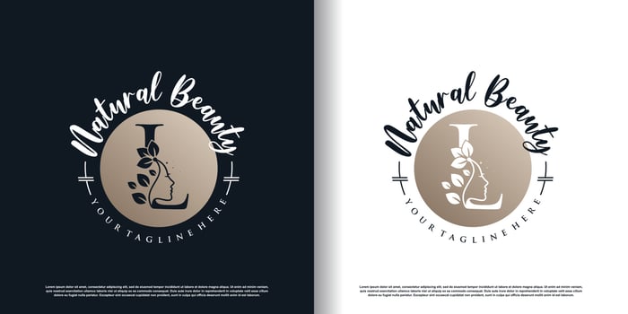 letter logo l with nature beauty concept design premium vector