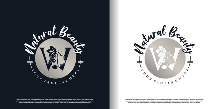 letter logo w with nature beauty concept design premium vector