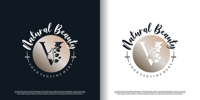 letter logo v with nature beauty concept design premium vector