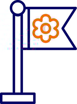 Sakura Flag Vector Icon
