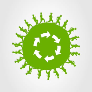 Green planet of sportsmen of runners. A vector illustration