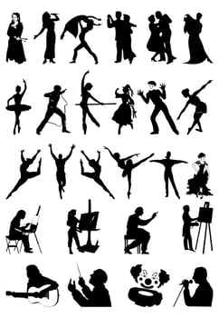 Silhouettes of sportsmen of black colour. A vector illustration