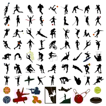 Silhouettes of sportsmen of black colour. A vector illustration