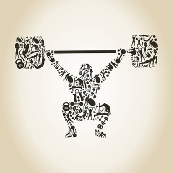 The weightlifter lifts a bar. A vector illustration
