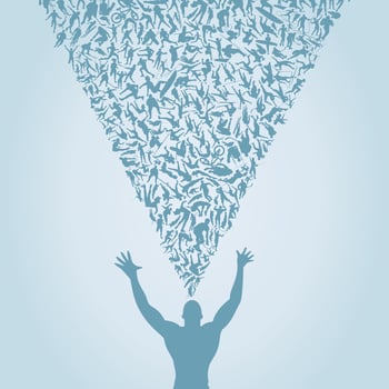 Sportsmen fly from a head of the man. A vector illustration