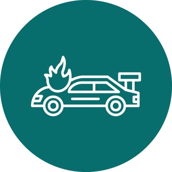 Accident Car In Fire Vector Icon