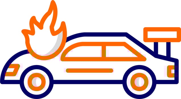 Accident Car In Fire Vector Icon