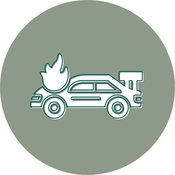 Accident Car In Fire Vector Icon