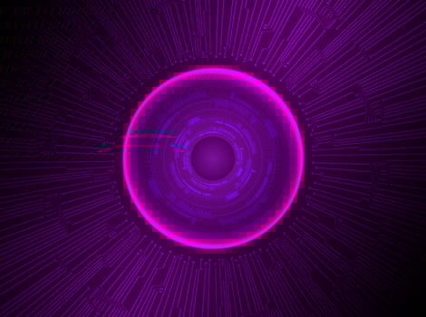 Modern Holographic Eye ball on Technology Background vector
