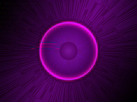 Modern Holographic Eye Ball on Technology Background vector