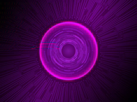 Modern Holographic Eye Ball on Technology Background vector