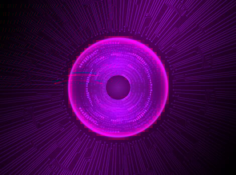 Modern Holographic Eye Ball on Technology Background vector