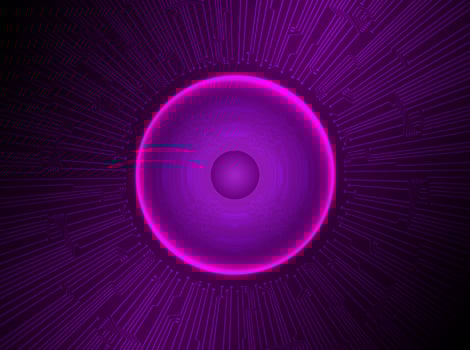 Modern Holographic Eye Ball on Technology Background vector