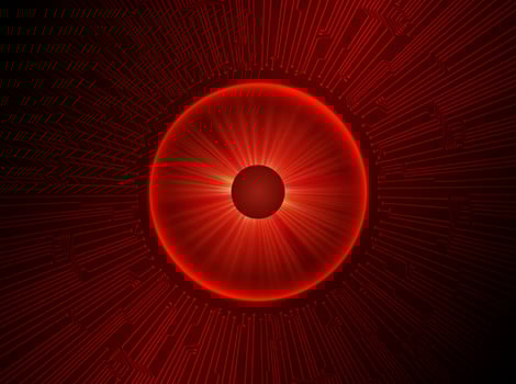 Modern Holographic Eye Ball on Technology Background vector