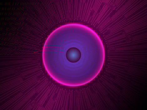 Modern Holographic Eye Ball on Technology Background vector