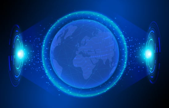 Modern Holographic Globe on Technology Background vector