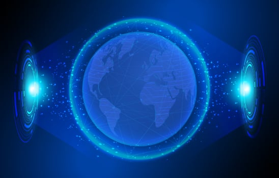 Modern Holographic Globe on Technology Background vector