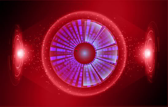 Modern Holographic Eye on Technology Background vector