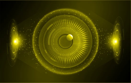 Modern Holographic Eye on Technology Background vector