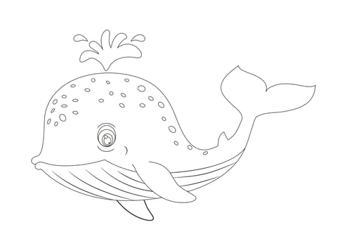 Black And White Whale Clipart Vector. Coloring Page Of Cartoon Character vector