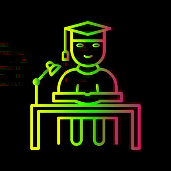 Unique Studying on Desk Vector Icon