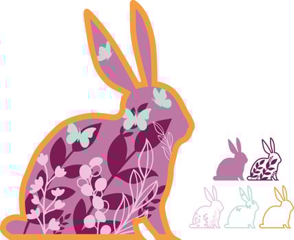 Rabbit Flower Laser Cut File vector