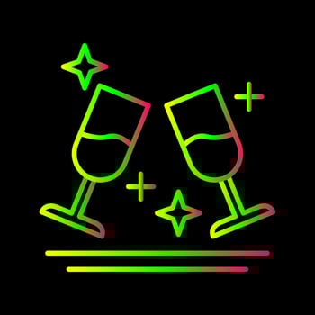 Two Glasses Romantic Vector Icon