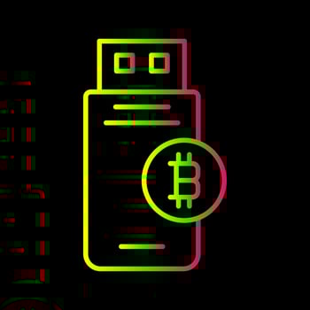 Bitcoin Usb Device Vector Icon