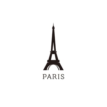 Eiffel Paris Tower Black Silhouette Logo Vector Icon Illustration