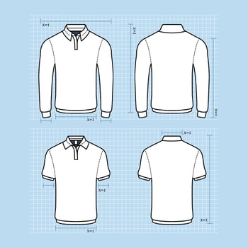 Outline White Polo Shirt Mockups In Various Sleeves vector