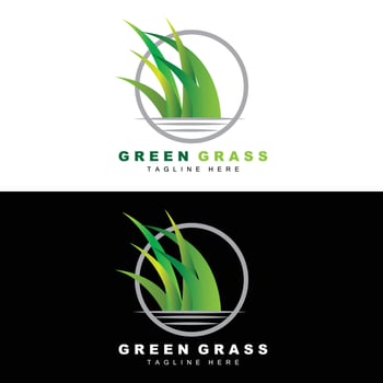 Green Grass Logo Design, Farm Landscape Illustration, Natural Scenery Vector